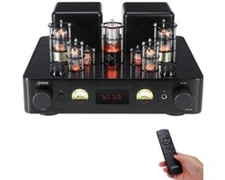 Buisversterker 200 W Zwart - Met Bluetooth 5.0 - Metaal - HiFi Versterker - Voor Platenspeler En Hoofdtelefoon