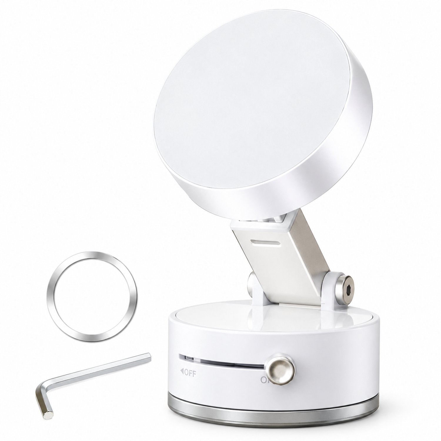 Witte magnetische telefoonhouder met gelzuignap
