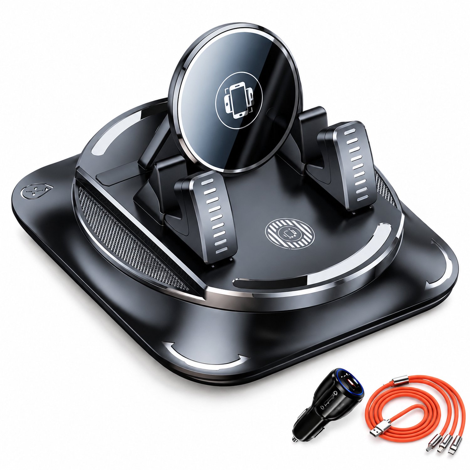 telefoonhouders auto - dashboardhouder met 3-in-1-datakabel en autolader
