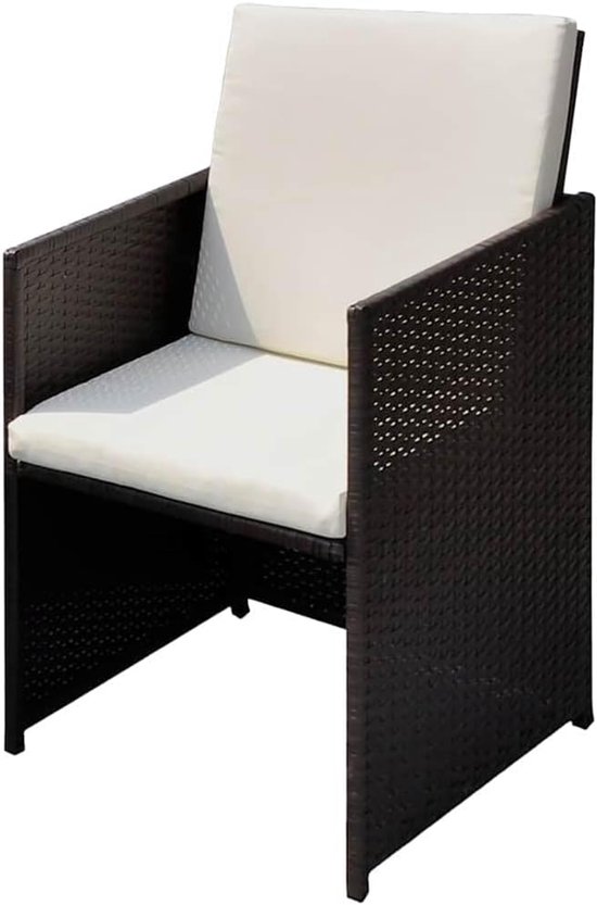 3 stuks tuinstoelen rotan meubelset van polyrotan in bruin 56 x 52 x 87 cm met stalen frame voor terras en balkon — afbeelding 3