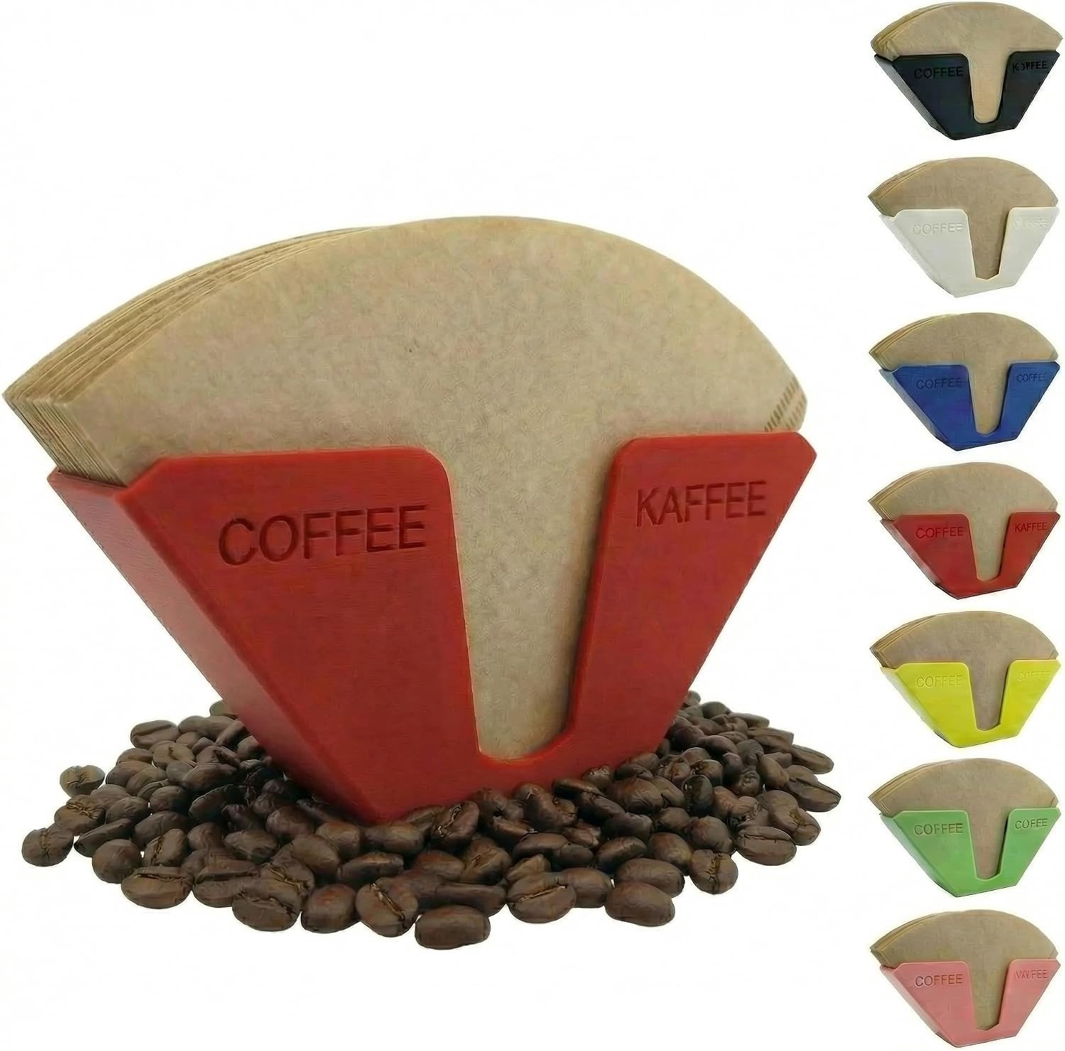 Koffiefilterhouder - Rood - Ruimte voor 100 filters - Eenvoudig te monteren - Voor Thuis en Koffiehuizen