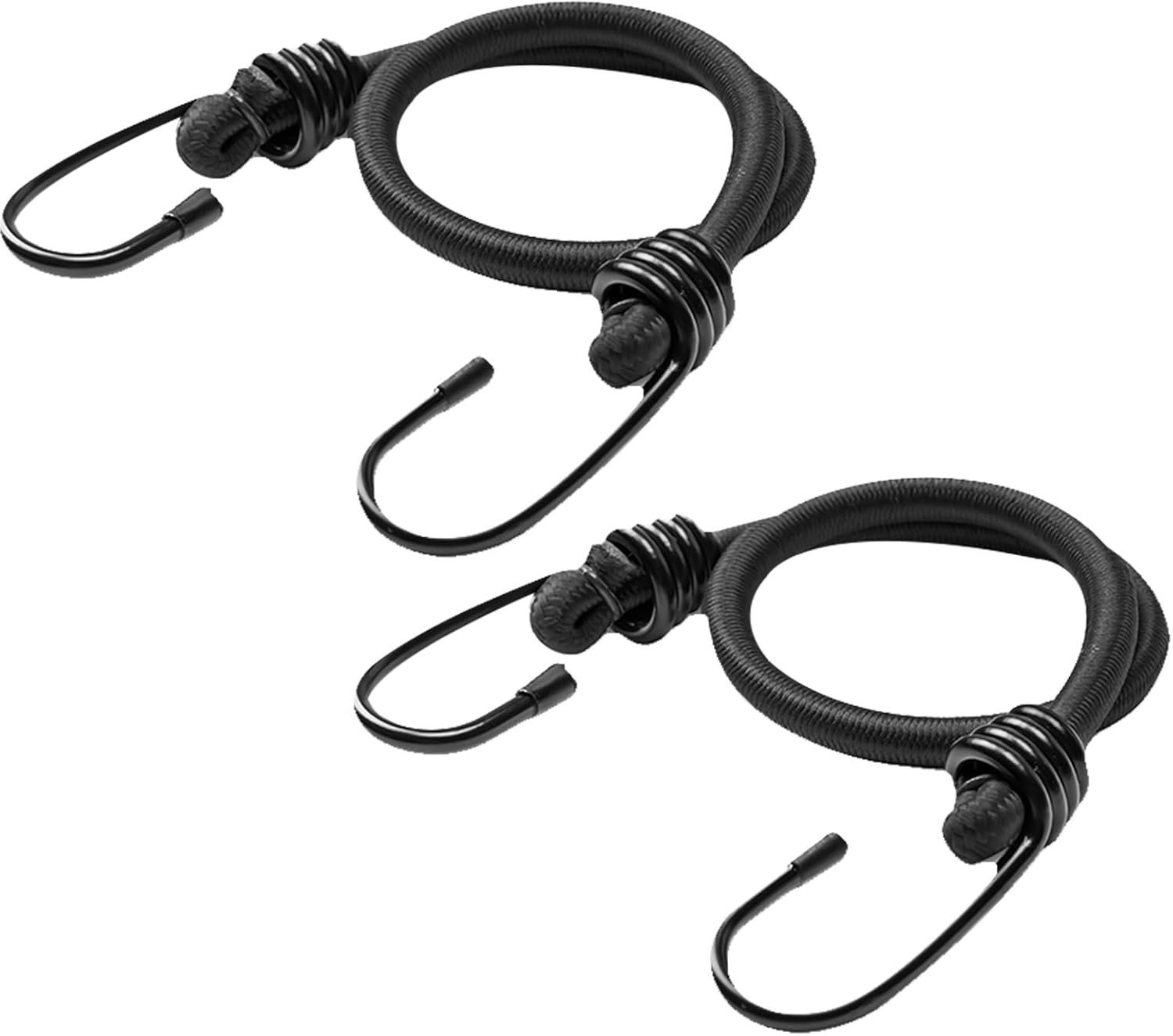 Duurzame Zwarte Elastische Touwen met Haakjes voor Buiten, Multifunctionele Elastische Bands voor Camping en Fietstransport (8mm x 60cm)