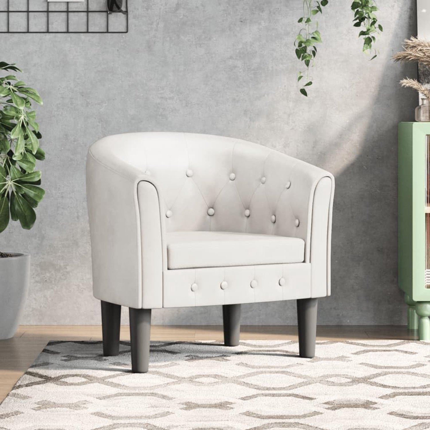 Witte cockstoel van kunstleer, cocktail stoel, fauteuil voor woonkamer, cockettenstoel voor kantoor, wachtkamer (SPU:356460)