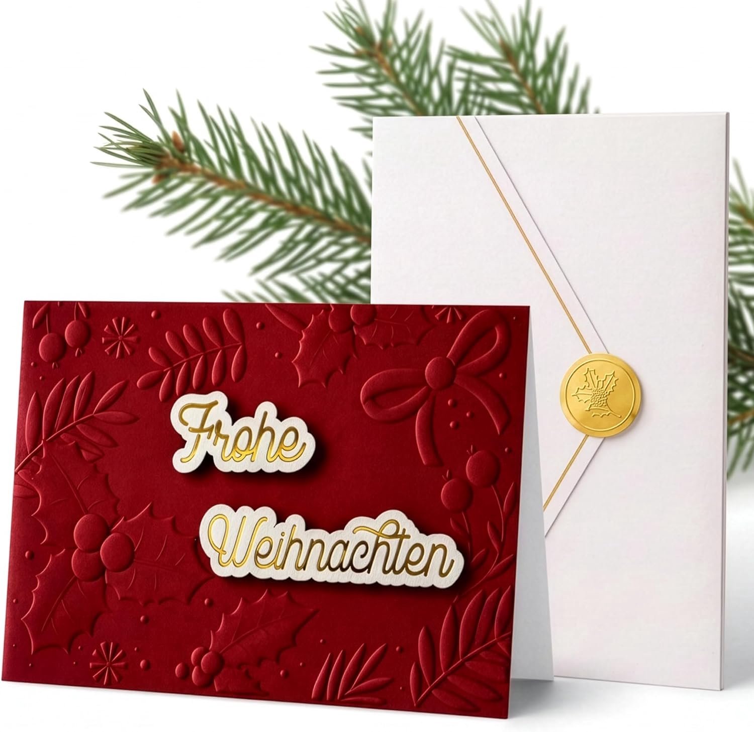 Joli Coon 3D-kerstkaart, premium kerstkaart met envelop en gouden sticker, elegante vouwkaart voor Kerstmis, voor partner, familie en vrienden
