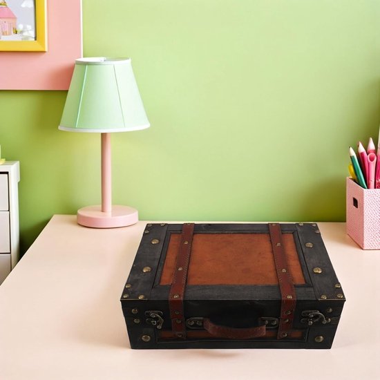 Vintage Kofferrekwisiet Antieke Reiskoffers Bagage Koffers Rekwisieten Vintage Piratenkist Antieke Decoratieve Opbergkisten Houten Reiskoffers Bruin — afbeelding 3