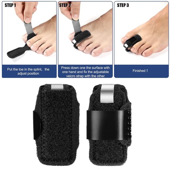 Toe Splint voor gebroken teen - Steun en rechtzetten van hamertenen - 2 stuks voor optimale comfort en herstel — afbeelding 3