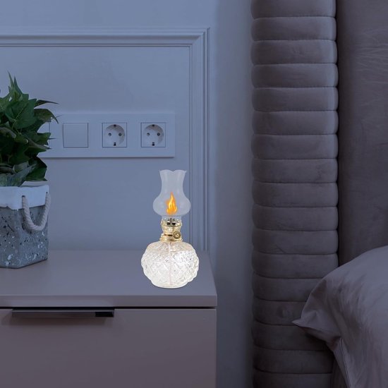 Vintage Glazen Petroleumlamp met Hittebestendige Kap Heldere Verlichting Duurzaam Metaal voor Camping Thuisgebruik Decoratie Geschikt voor Ronde Lonten — afbeelding 2