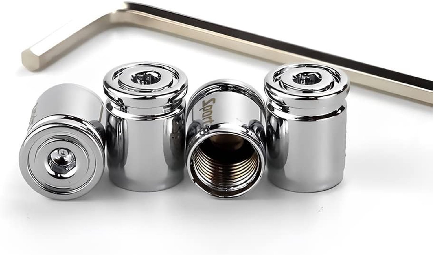 Set van 4 Universele Anti-Diefstal Ventieldoppen voor Auto en SUV met Rubber Ringen en Roestvrijstalen Afwerking