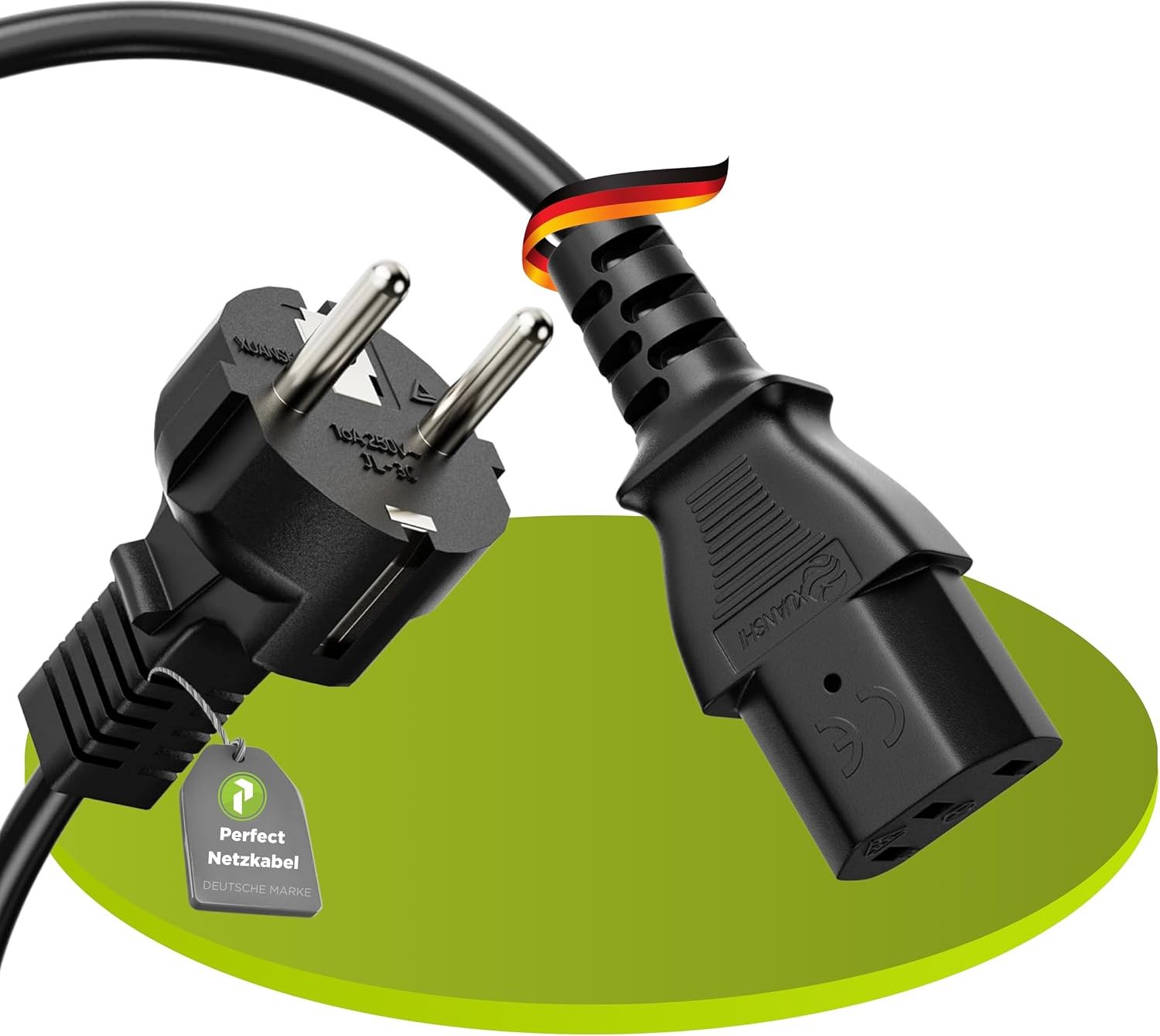 Perfect Power Cable Cooling Device Cable 3 Pin, 2 Meters, Schuko Plug, Mains Plug, Grounded Contact to Cold Device - ShopVlot