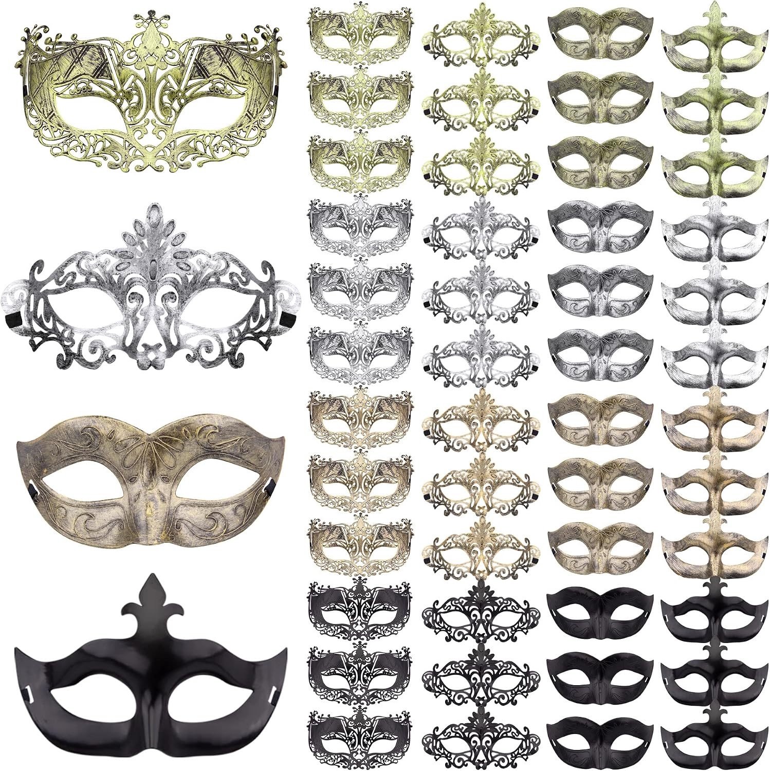 Antieke Venetiaanse Maskers - Vintage - Geschikt voor Koppels - Voor Feesten, Halloween en Carnaval