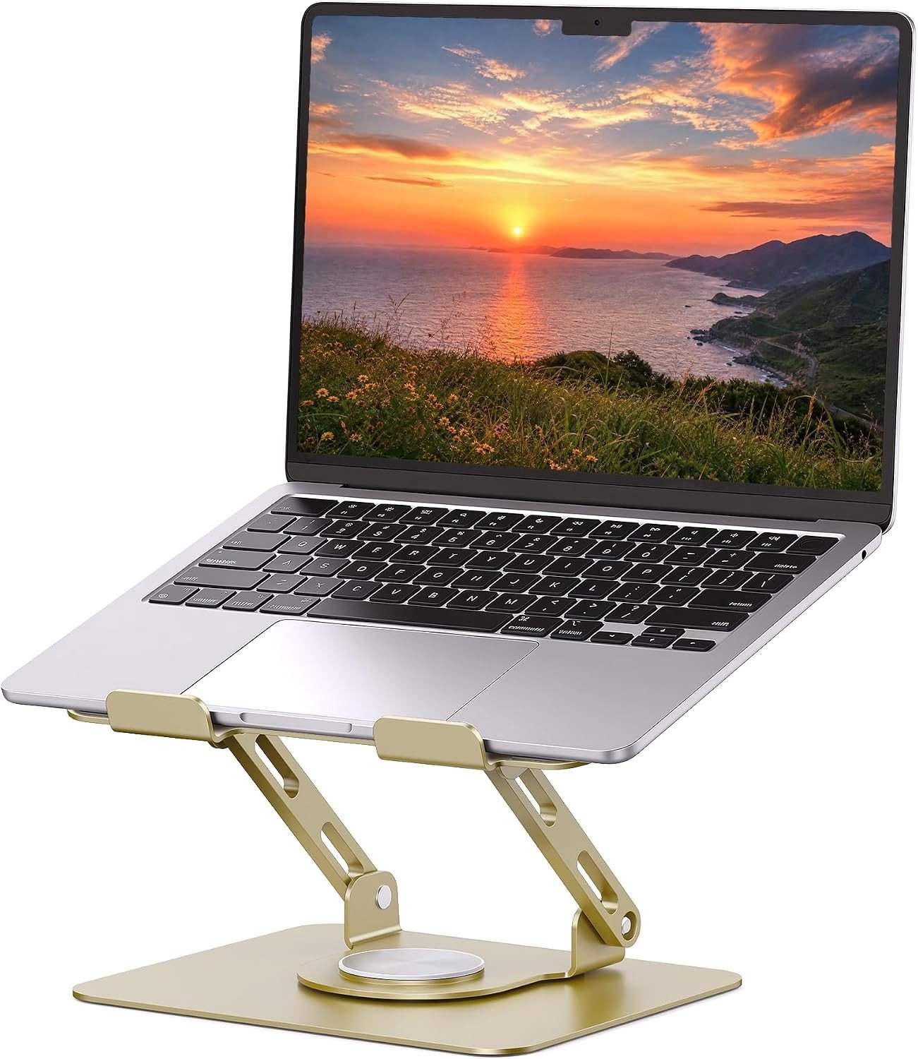 Ergonomische Laptopstandaard met 360 Graden Draaifunctie, Verstelbare Hoogte en Multi-Angle Ontwerp voor Thuis en Kantoor, Draagbare Vouwbare Notebookhouder