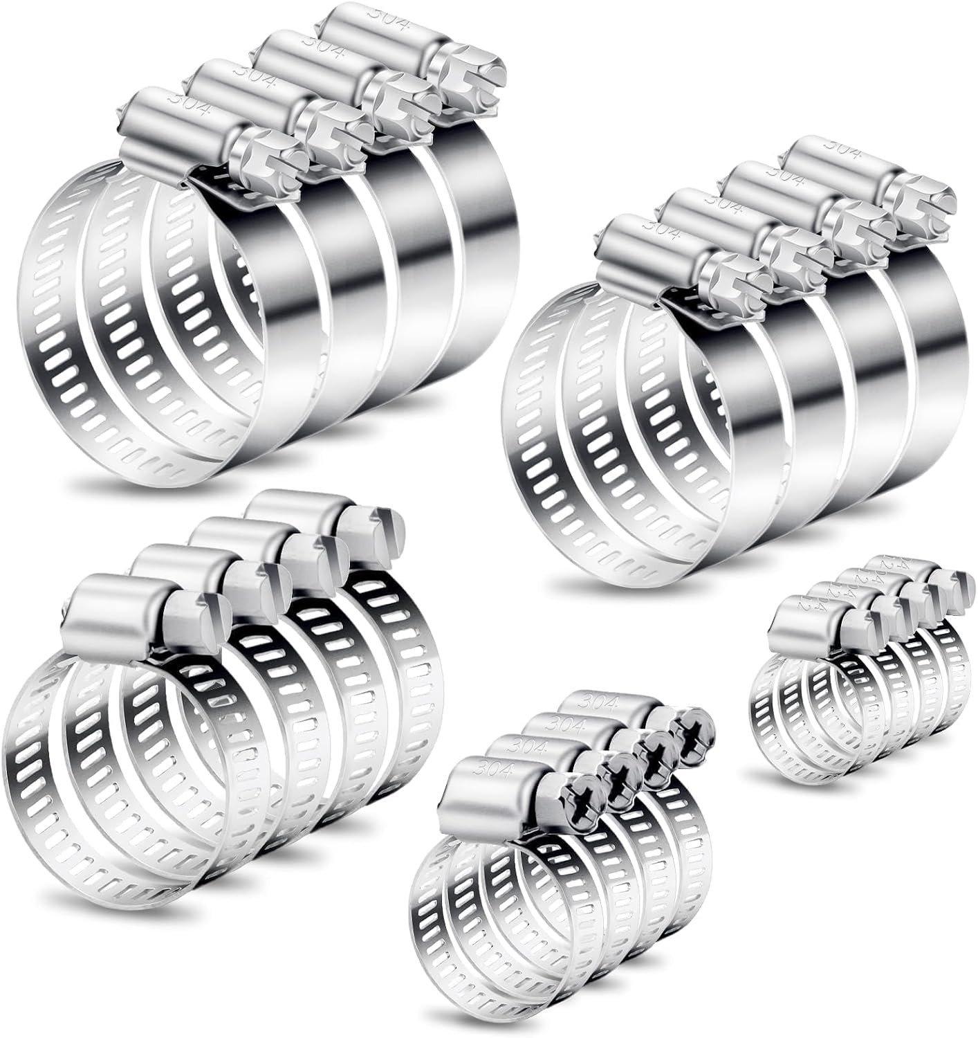 Set van 20 RVS Verstelbare Slangklemmen 8-51 mm - Duurzame Klemmen voor Tuin, Waterleidingen en Auto's