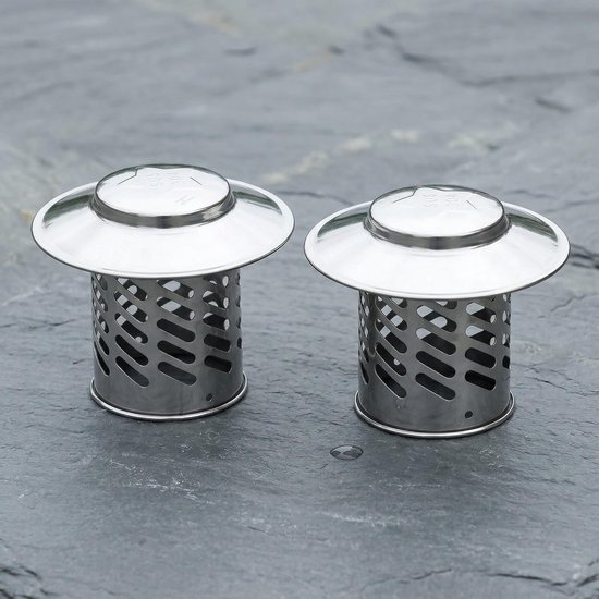 2 Stuks Ronde Roestvrijstalen Schouwkap met Anti-regen Vuurhaard Scherm Dakbedekking voor Rookafvoer Ventilatieroosters Geschikt voor Huisverwarming — afbeelding 4