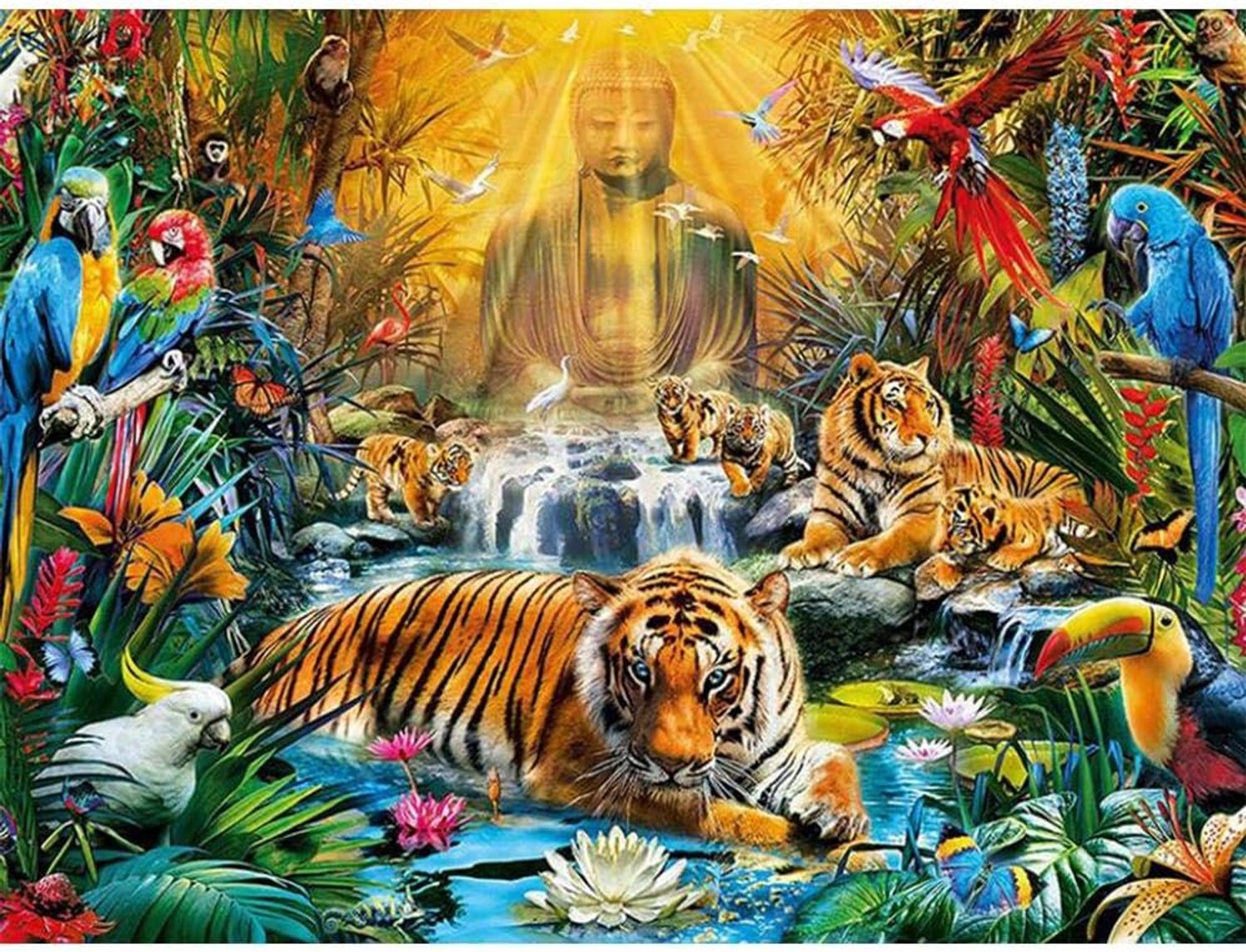 Volledige vierkante boor Boeddha beelden en dieren 5D Diamond schilderij Cartoon Diamond mozaïek borduurwerk Cross Stitch Home Decor Rhinestones Frameless-40X50CM