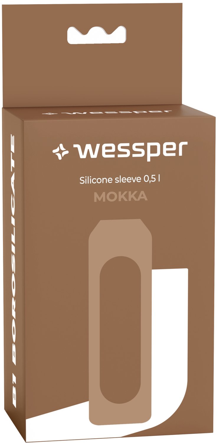 Wessper Mokka Siliconen Hoes voor Glazen Fles B1 Borosilicaat 0,5L