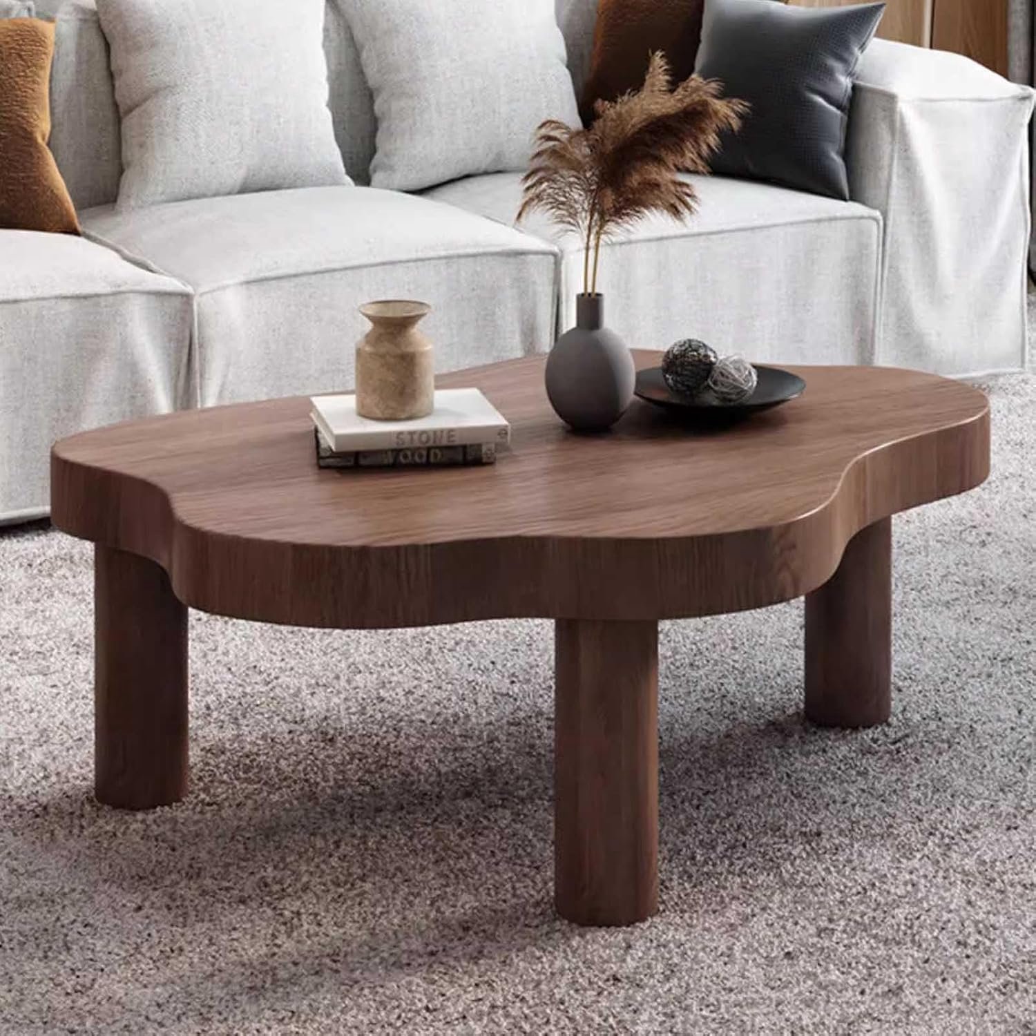 Witte Crème Onregelmatige Salontafel voor Woonkamer, 80cm - Centrum Met 3 Poten, Unieke Multi-use Eenvoudige Stijl voor Balkon, Wolkvorm