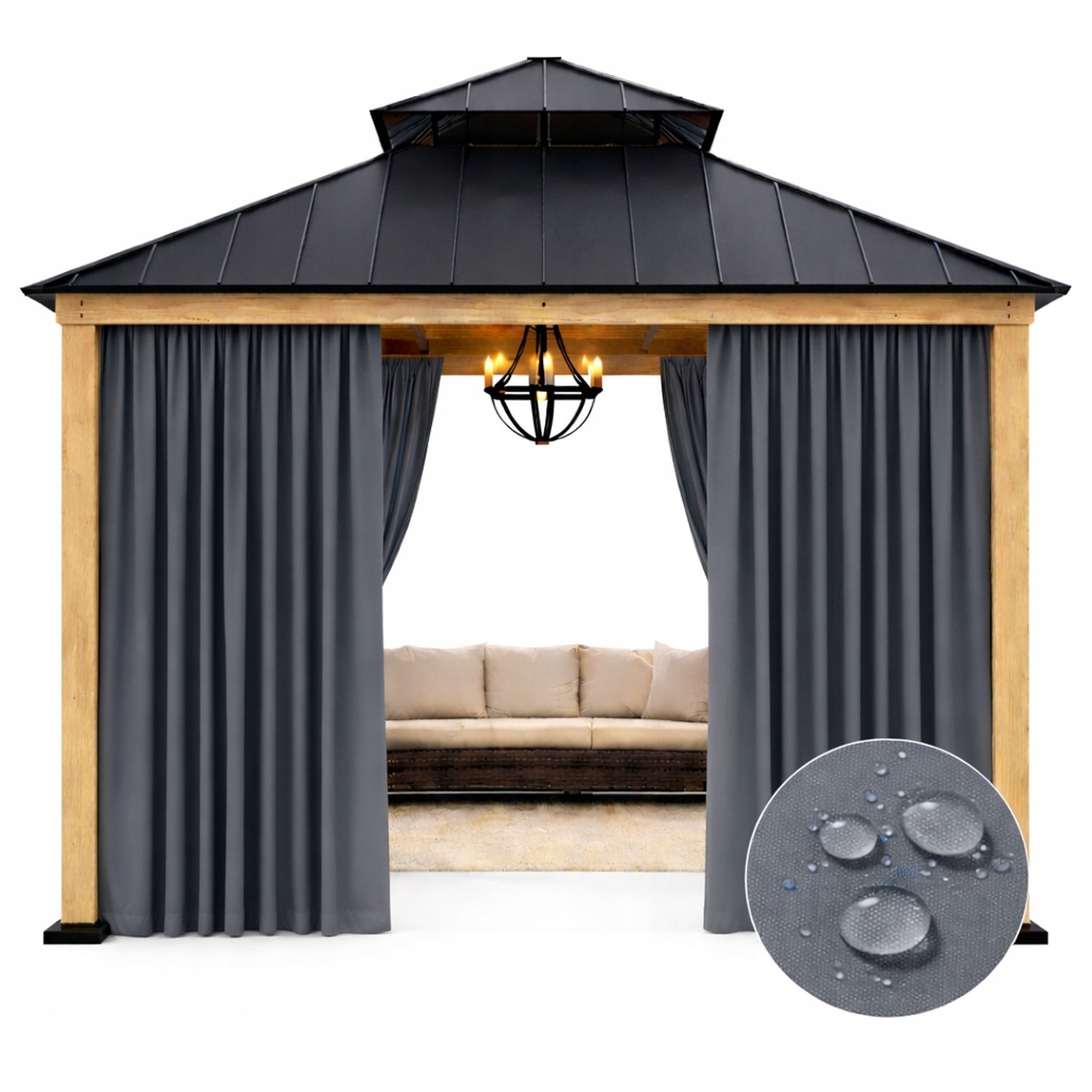 NOW-ART Waterdichte Tuindoek Gordijn 155x260cm voor Pergola, Lichtgrijs