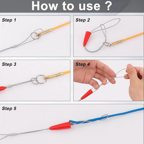 Staven voor glasvezel, extractiehulpset 48 x 3 x 3 cm, voor elektrisch gereedschap, geleiderail voor flexibele installatiehulp, gereedschap voor inrijgen — afbeelding 5