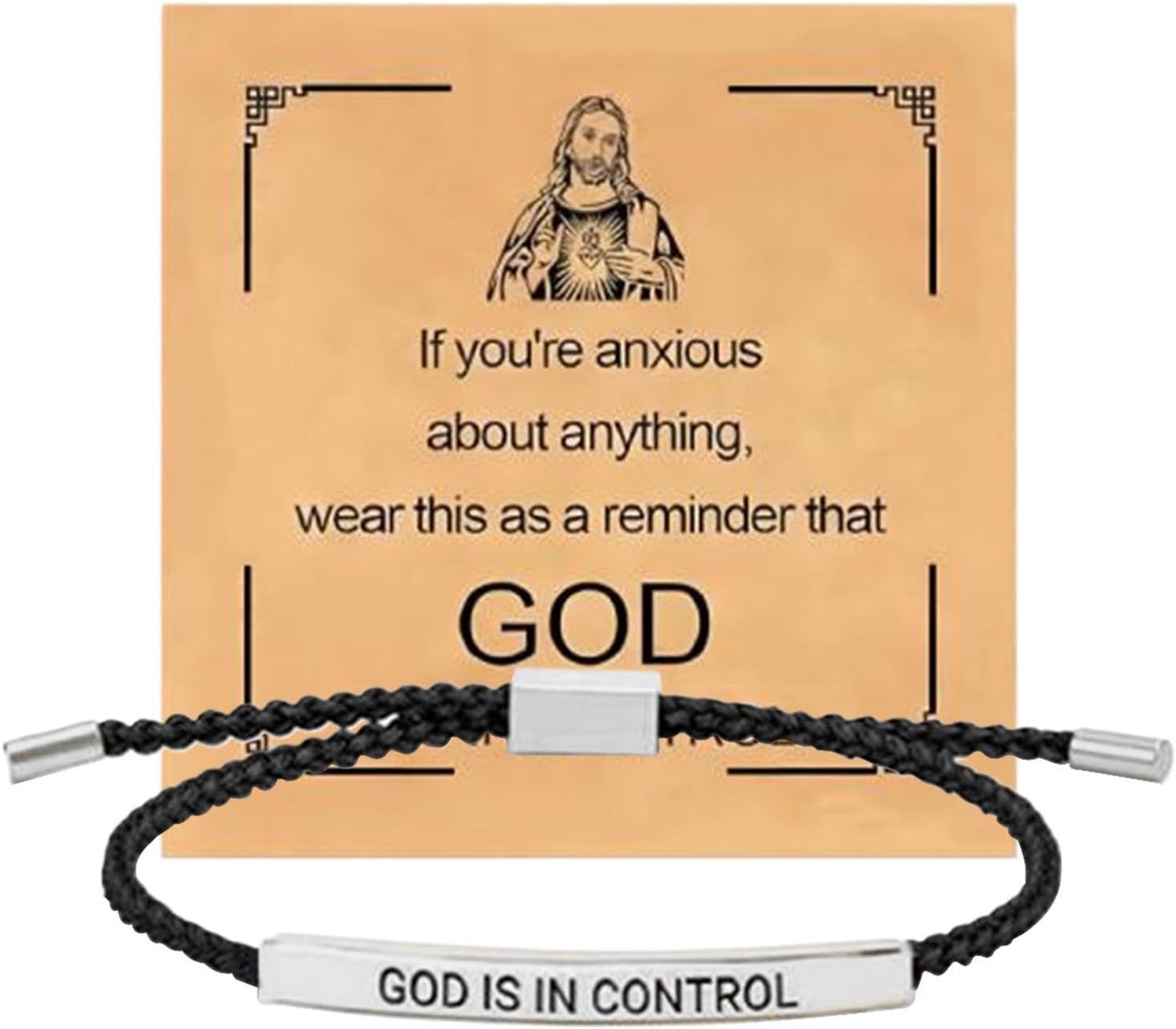 Inspirerende armbanden – 18 cm handgeweven geloof armband, sieraden met bedels, God is in commando, christelijk accessoire voor motivatie | bemoedigend cadeau voor jongens, meisjes, tieners, vrouwen