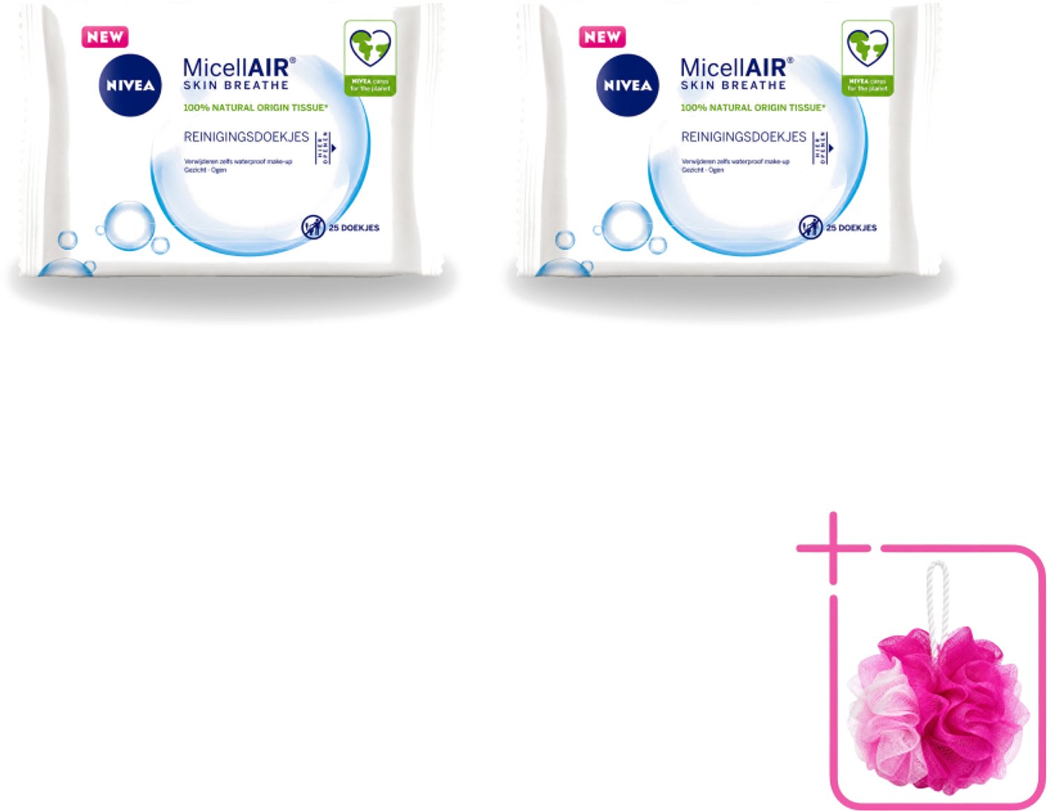 2 x NIVEA - Reinigingsdoekjes - 3-in-1 Micellaire Doekjes - Verwijdert Waterbestendige Make-up - 25 Doekjes - Bulkverpakking - Reinigingsdoekjes - Douchemop - Huidverzorging