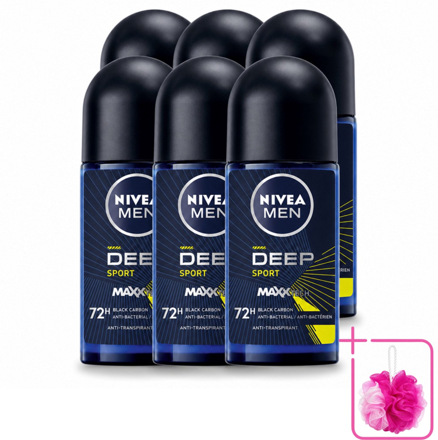 6 x NIVEA MEN - Deodorant Roller - Deep Sport - 50 ml - Bulkverpakking - Anti-transpirant - Zweetbestendig