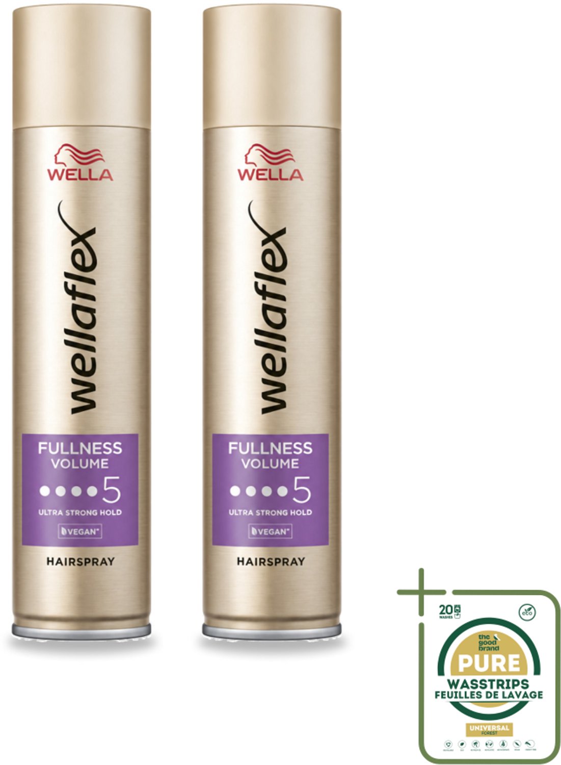 2 x Wella – Flex Fullness Volume Ultra Strong – Haarspray – 250 ml - Wasstrips - Haarspray - Volumeverhogend - Haarfixatie - Dun Haar - Fijn Haar