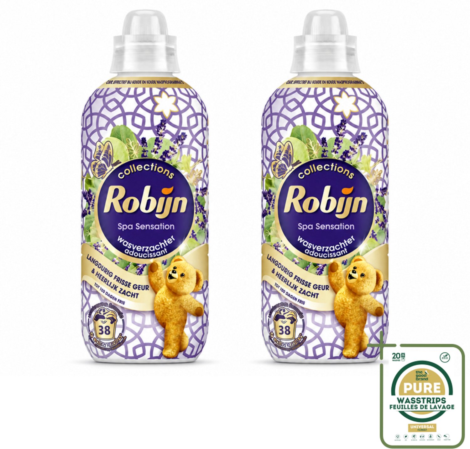 2 x Robijn – Wasverzachter – Intense Spa Sensation – 765 ml - Wasstrips - Wasverzachter - Eucalyptus - Lavendel - Frisheid - Wellness