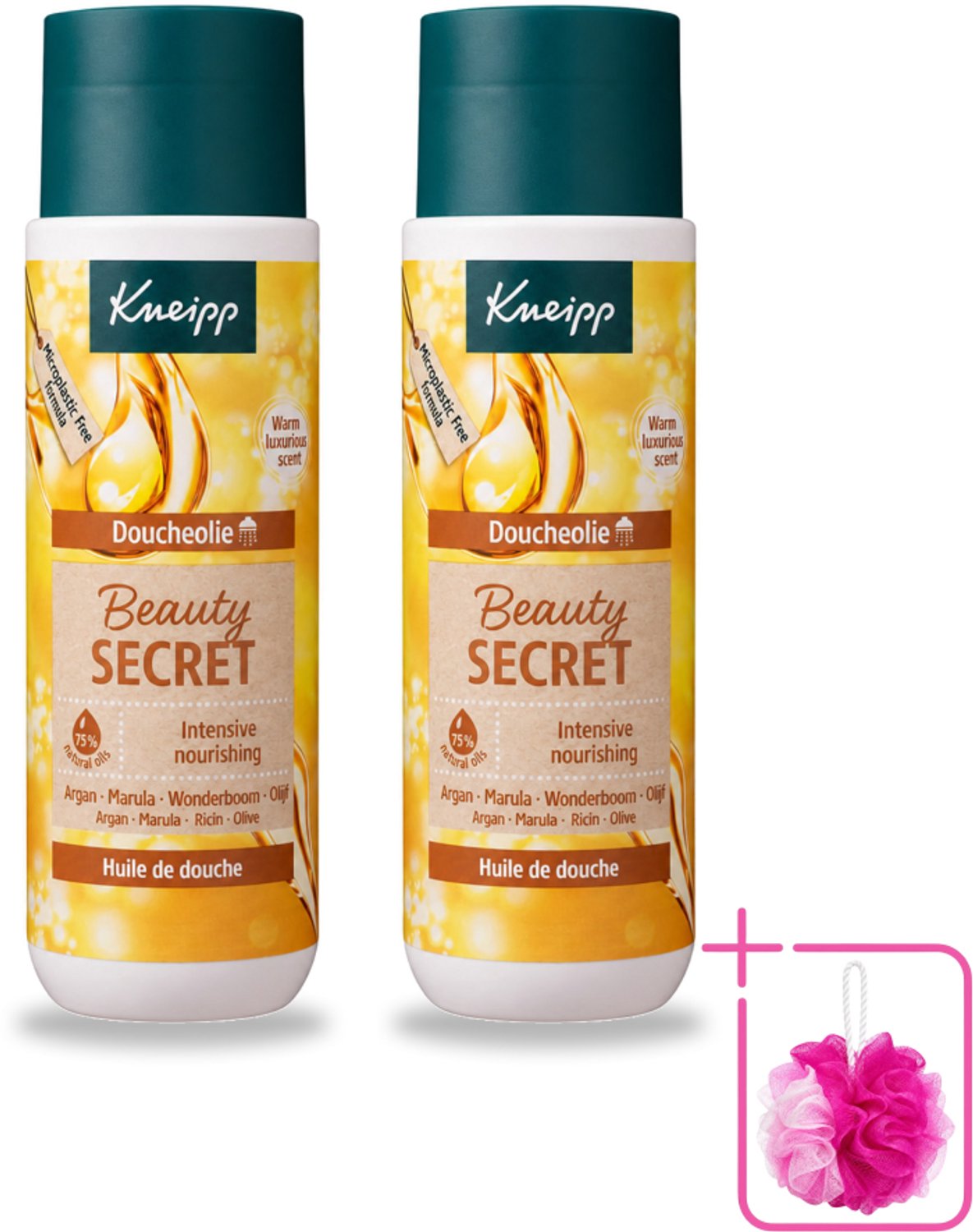 2 x Kneipp - Doucheolie - Beauty Secret - 200 ml - Bulkverpakking - Doucheolie - Douchemop - Huidverzorging