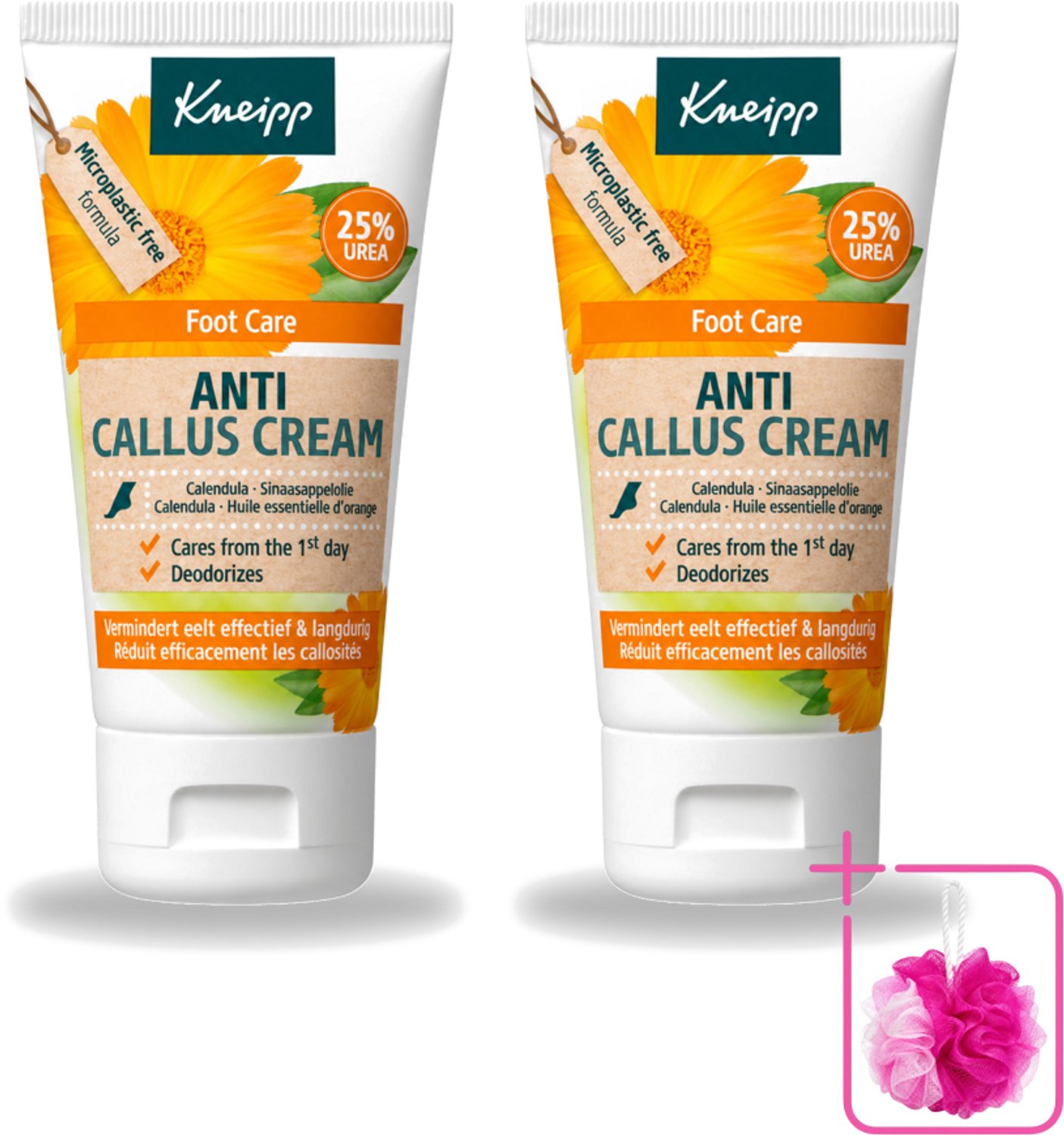 2 x Kneipp - Eeltcrème - Calendula - 25 % ureum - Voor zachte & soepele voeten - 50 ml - Bulkverpakking - Eeltcrème - Douchemop - Voeten verzorgen