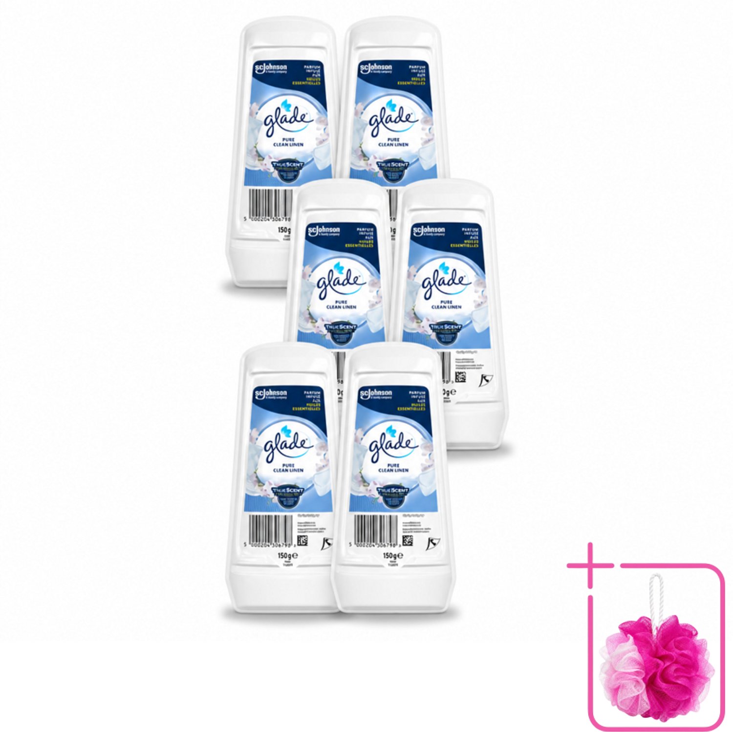 6 x Glade - Gel - Pure Clean Linen - 150 g - Bulkverpakking - Luchtverfrisser - Linnengeur