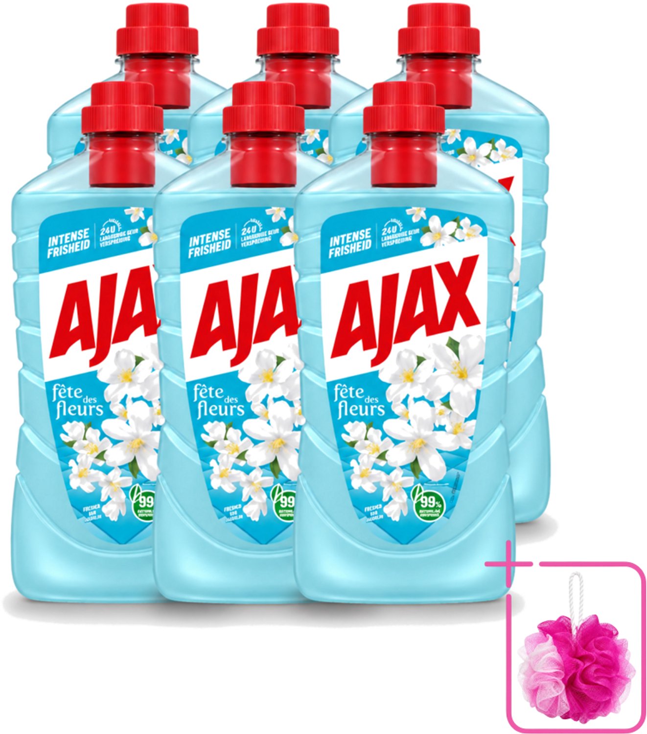6 x Ajax – Allesreiniger – Jasmijn - 1000 ml - Bulkverpakking - Allesreiniger - Douchemop - Jasmijngeur