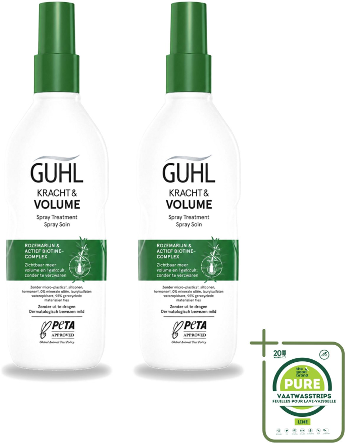 2 x Guhl – Spray Treatment – Kracht & Volume – 150 ml - Grootverpakking - Vaatwasstrips - Haarversterking - Volumeboost - Krachtige Haarverzorging - Dun Haar - Haaruitval