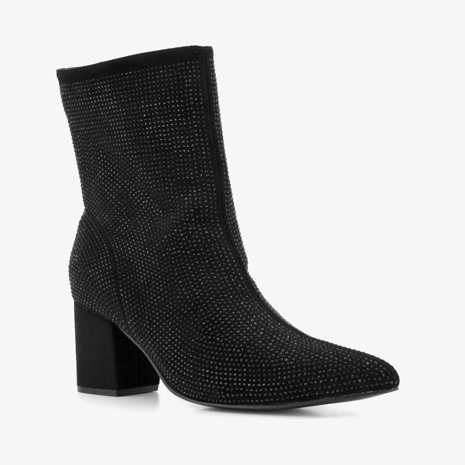Nova dames glitter enkellaarsjes met hak zwart - Maat 40