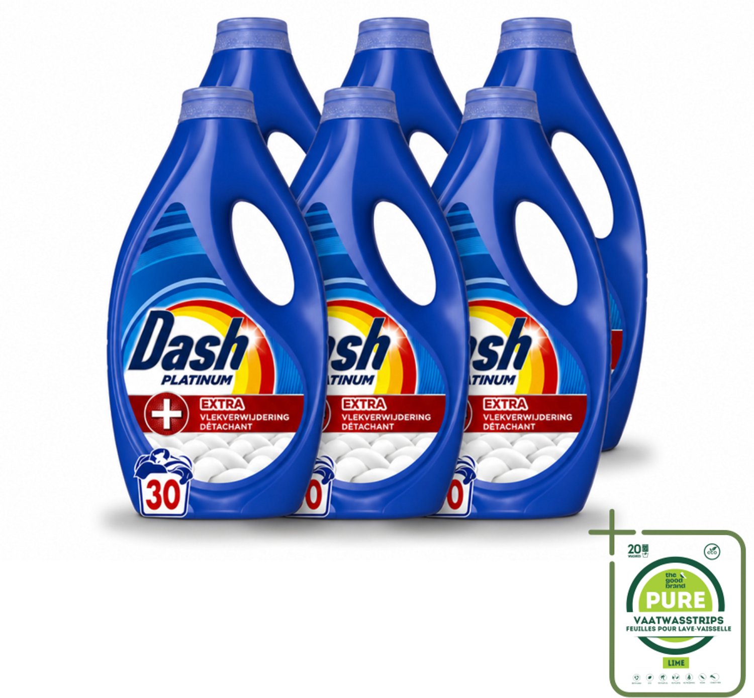 6 x Dash – Wasmiddel – Platinum – 1350 ml - Grootverpakking - Vaatwasstrips - Vlekverwijdering - Wasmiddel - Waskracht - Kleding Reinigen - Wasmiddel Voor Vlekken