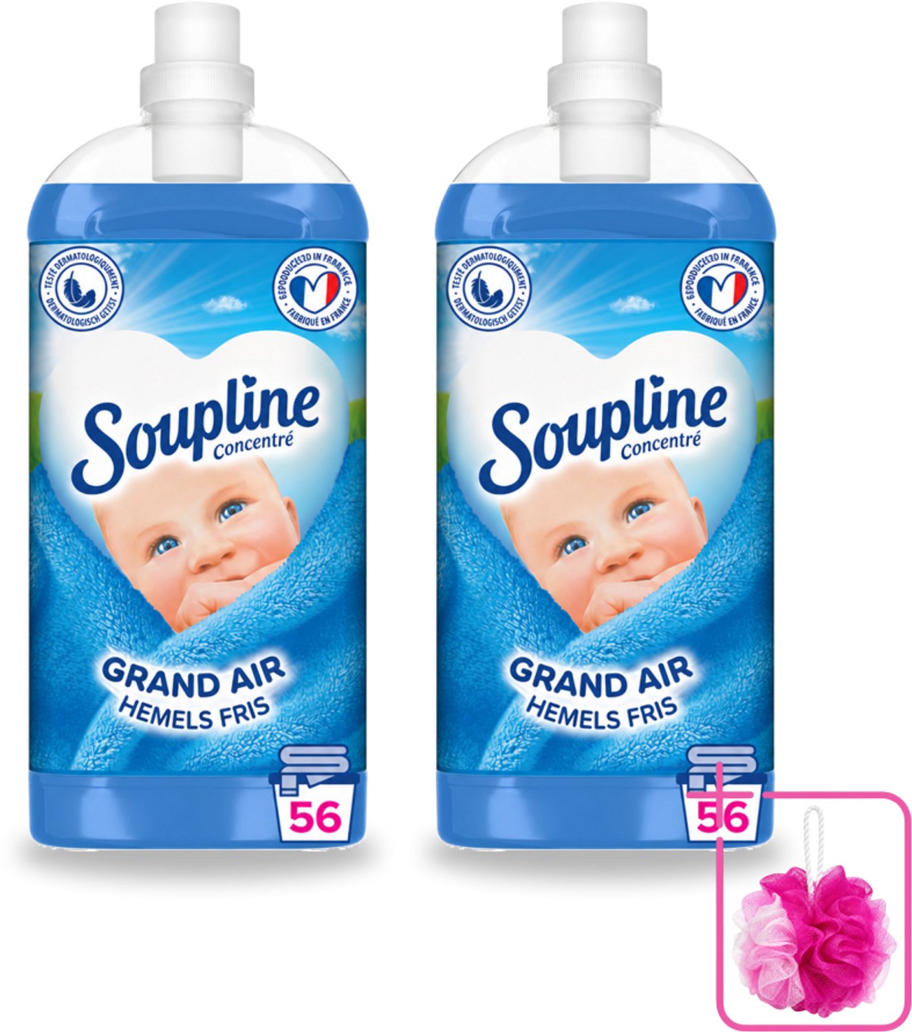 2 x Soupline - Wasverzachter - Hemels Fris - 1350 ml - Bulkverpakking - Wasverzachter - Douchemop - Wasgoed