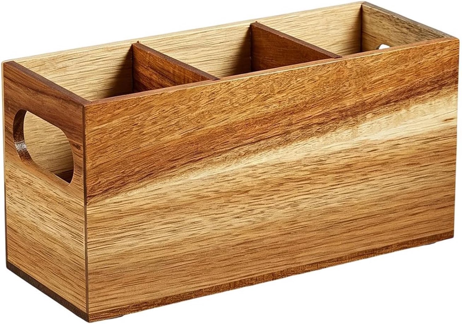 Houten gebruiksvoorwerp houder extra groot rustiek met 3 compartimenten