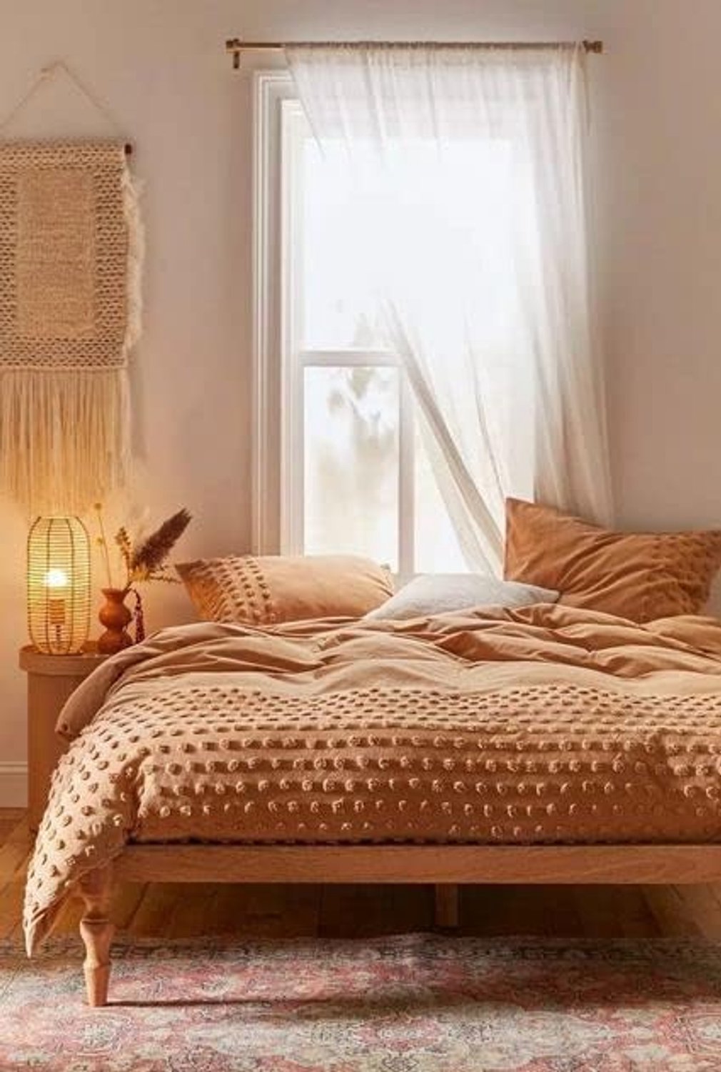 Witte franje getuft zachte kwastje dekbedovertrek set 3 stuks, boheemse schattige katoenen dekbedovertrek met ritssluiting moderne stijl voor mannen en vrouwen (Twin 68 "x 90", patroon 3 terracota)