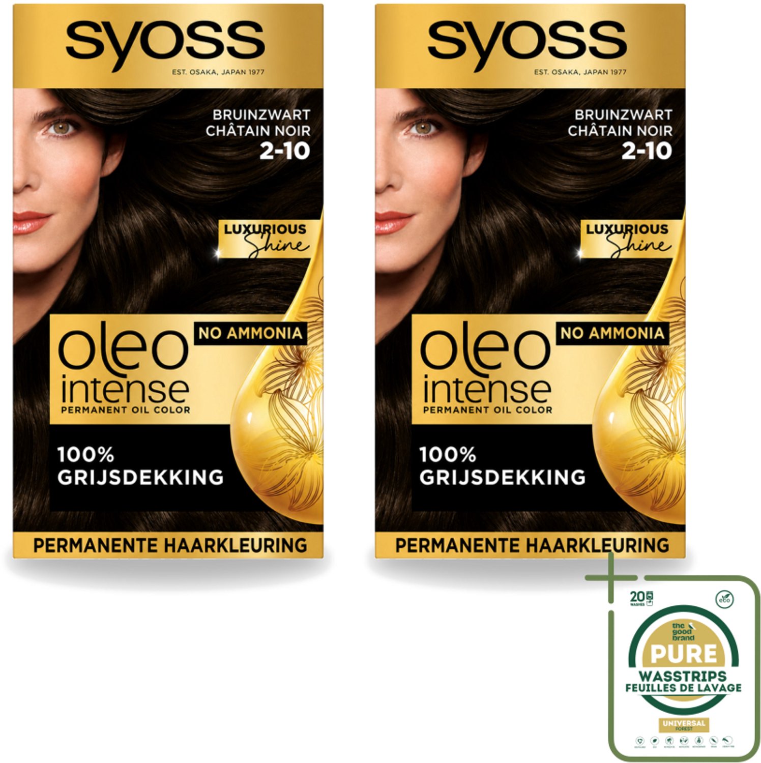 2 x SYOSS - Oleo Intense 2-10 - Haarverf - Permanente Haarkleuring - Bruinzwart - Langdurige Kleur - Wasstrips - Haarverf - Permanent Haarkleuren - Haarkleur Zonder Ammoniak - Bruinzwart Haarkleur - Haarverf Zonder Ammoniak
