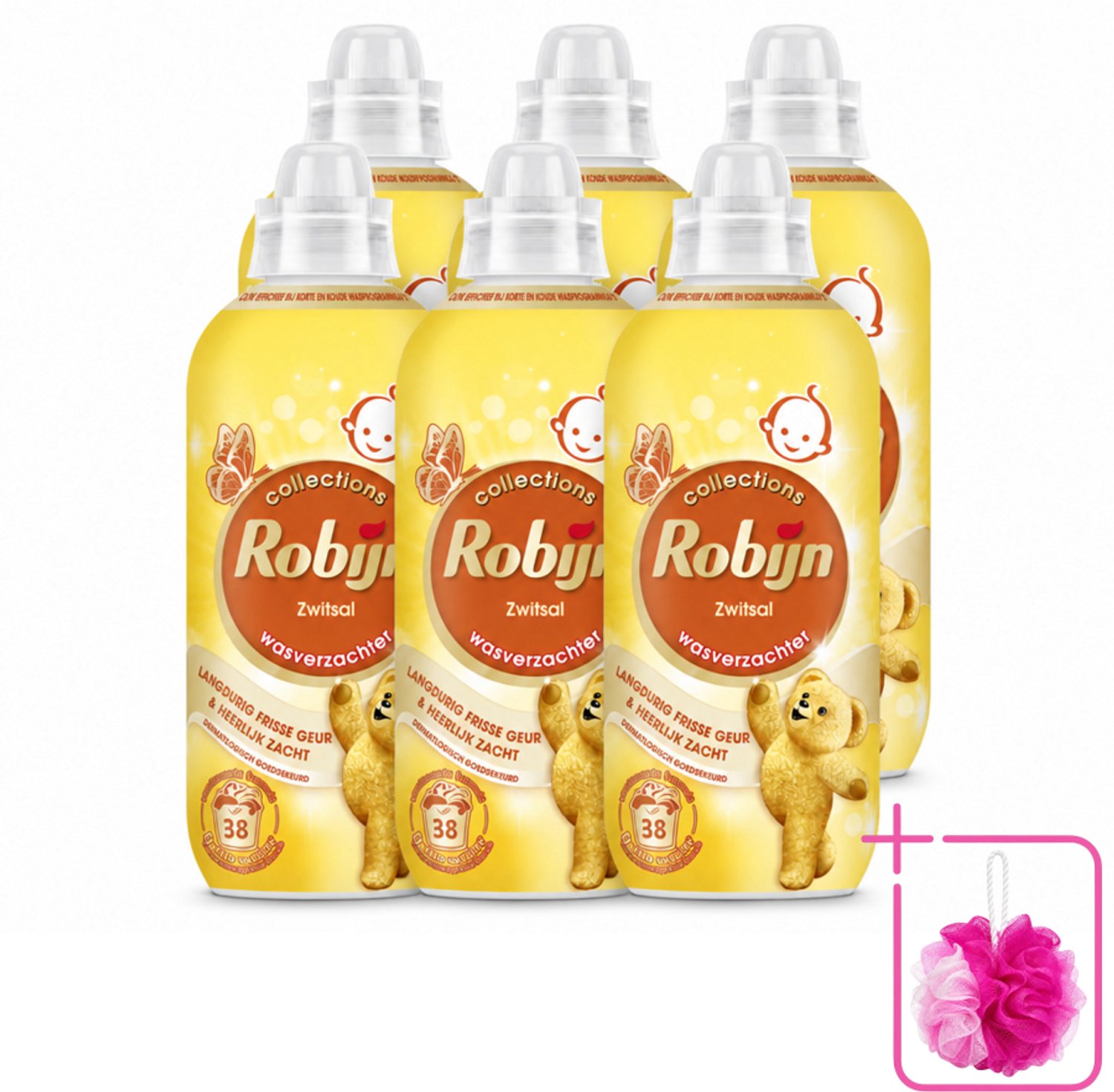 6 x Robijn – Wasverzachter – Zwitsalgeur – 765 ml - Bulkverpakking - Wasverzachter - Douchemop - Babygeur