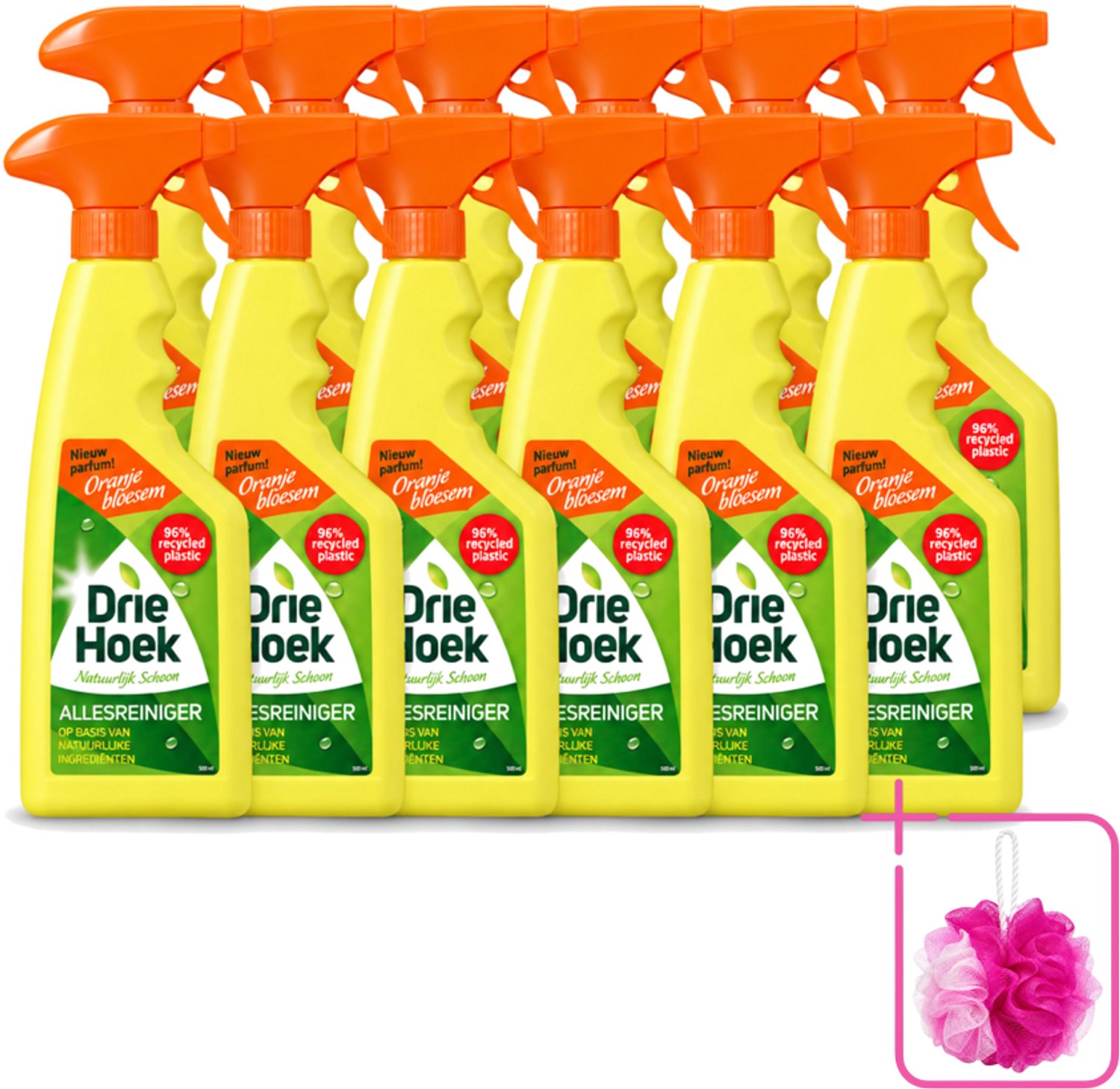 12 x Driehoek – Spray Allesreiniger – Oranjebloesem – 500 ml - Bulkverpakking - Allesreiniger spray - Douchemop - Reinigen