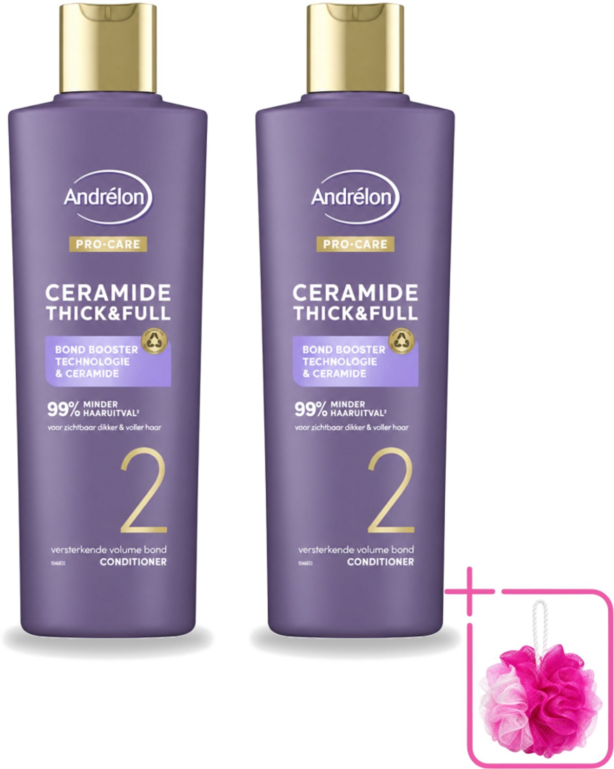 2 x Andrélon – Conditioner – Pro Care Ceramide Thick & Full – 250 ml - Bulkverpakking - Dikker haar - Douchemop - Voller haar