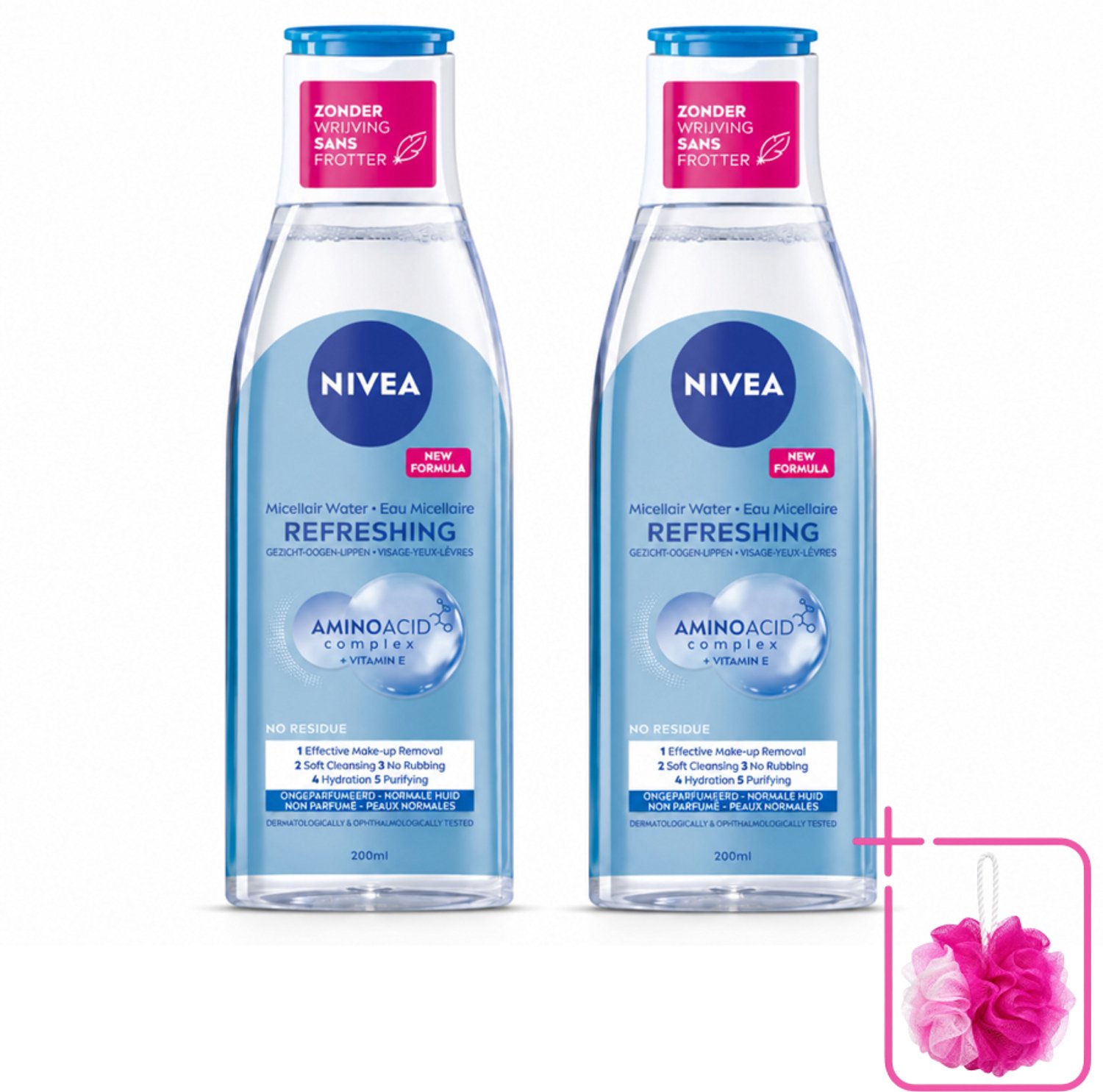 2 x NIVEA – Micellair Reinigingswater – Refreshing – 200 ml - Bulkverpakking - Gezichtsreiniger - Douchemop - Micellair water