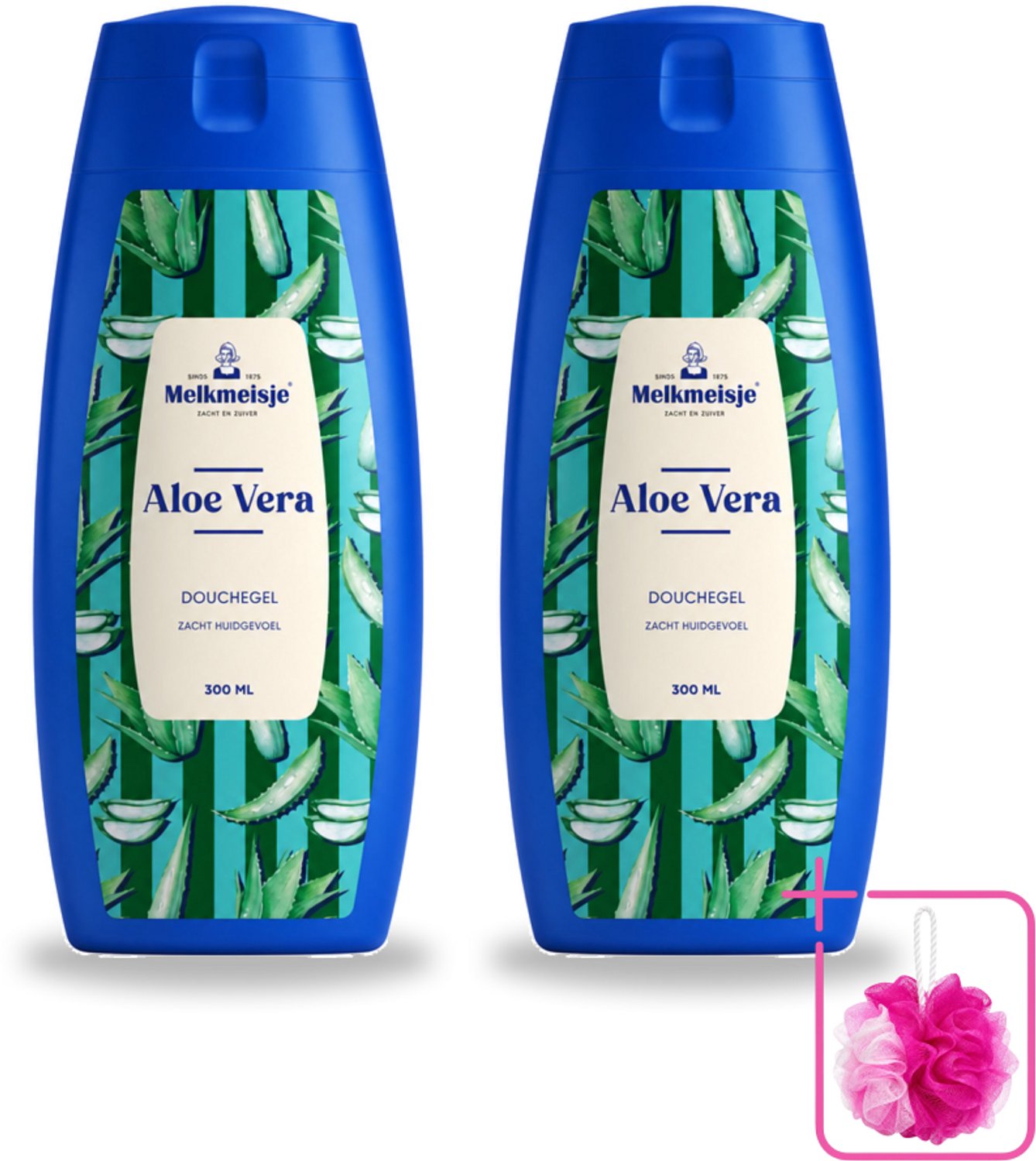 2 x Melkmeisje – Douchegel – Aloe Vera – Zacht Huidgevoel – 300 ml - Bulkverpakking - Bad en douche crème - Douchemop - Melkproteïnen