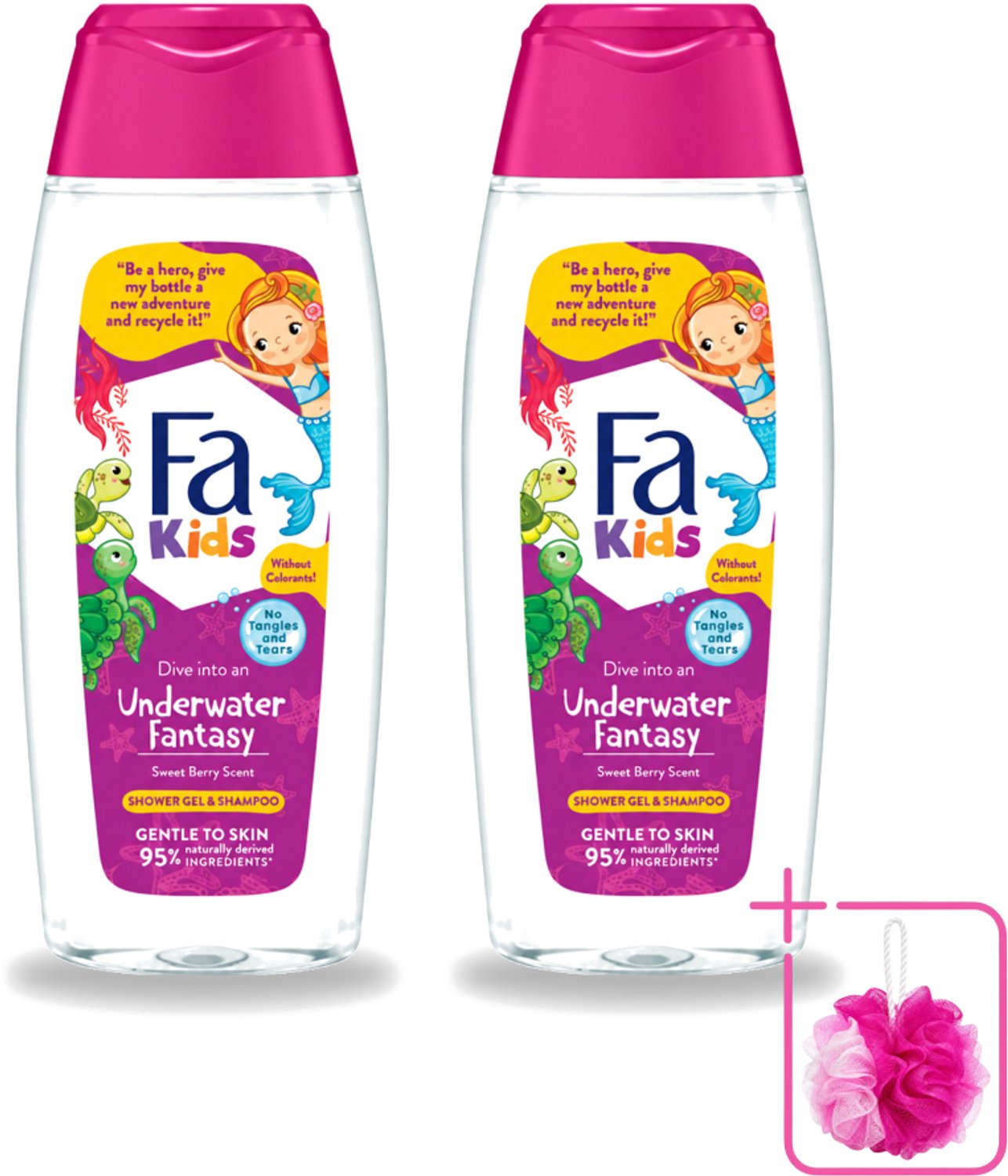 2 x Fa – Douchegel & Shampoo – Kids Underwater Fantasy – 250 ml - Bulkverpakking - Kinderdouchegel - Douchemop - Kindershampoo