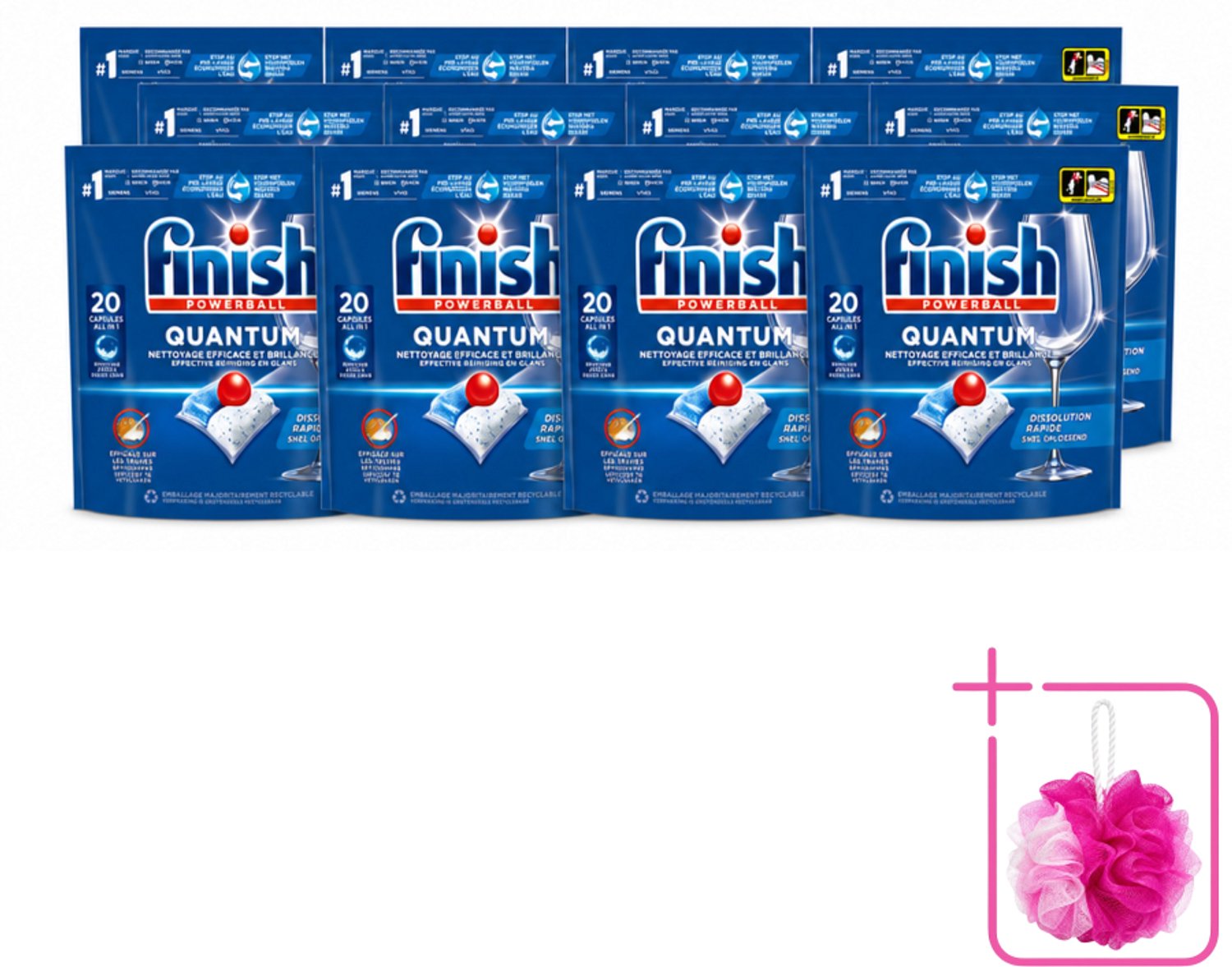 12 x Finish - Vaatwasmiddel - Quantum Vaatwastabletten Regular - Diepe Reiniging - 20 capsules - Bulkverpakking - Vaatwasmiddel - Vaatwasmiddel Quantum