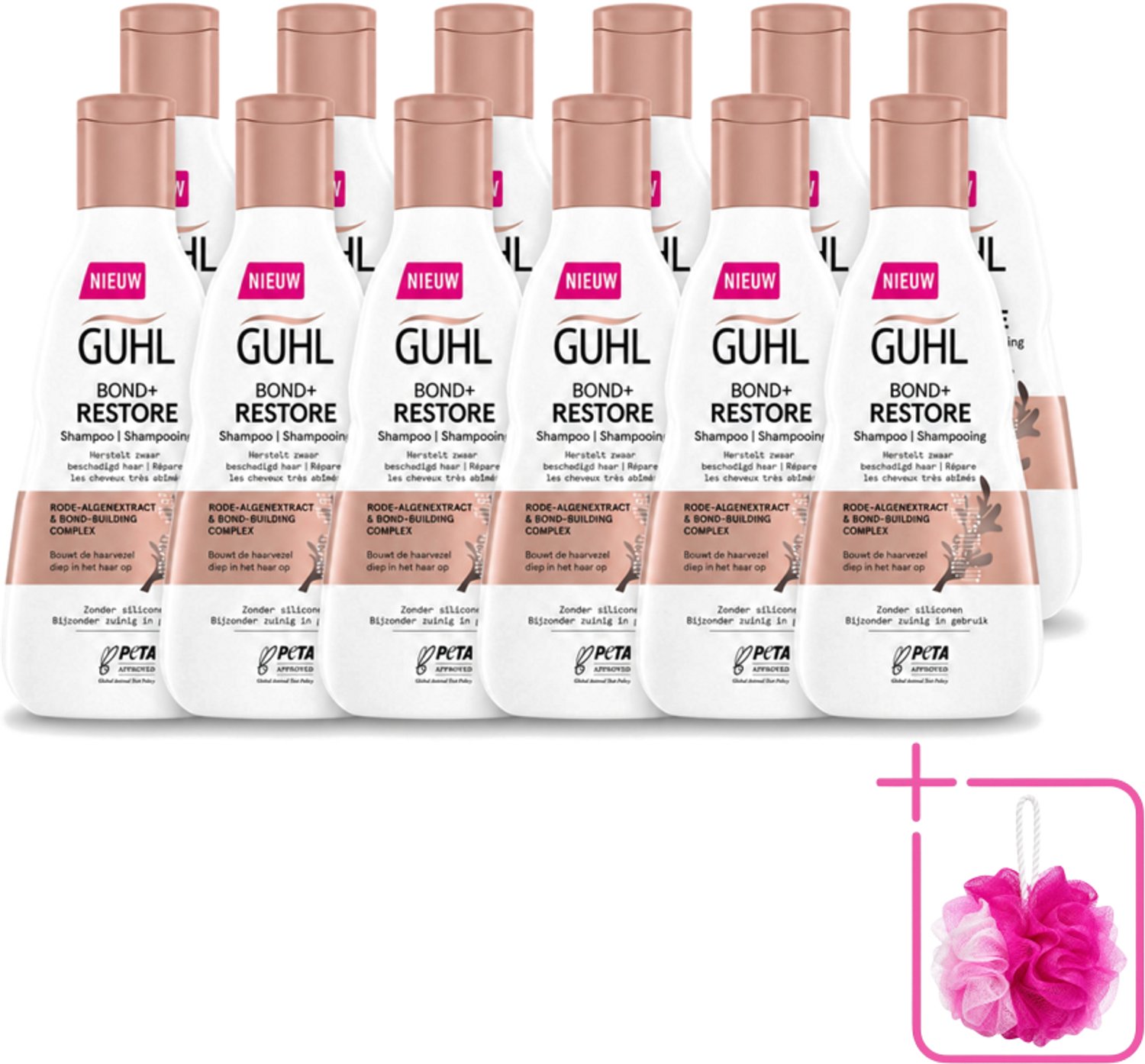 12 x Guhl - Shampoo - Bond+ Restore - 250 ml - Bulkverpakking - Herstel haar - Douchemop - Beschadigd haar