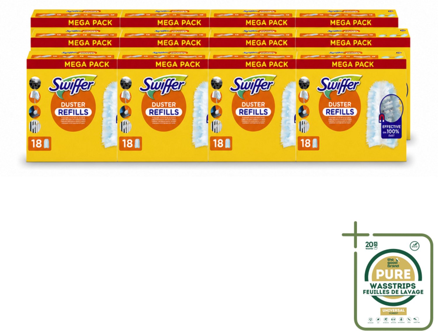 12 x Swiffer - Duster – Voor Stofwisser – 18 navullingen - Wasstrips - Stofwisser Navullingen - Stofwisser - Stofwisser Voor Meubels - Stofwisser Voor Plinten - Stofwisser Voor Radiatoren