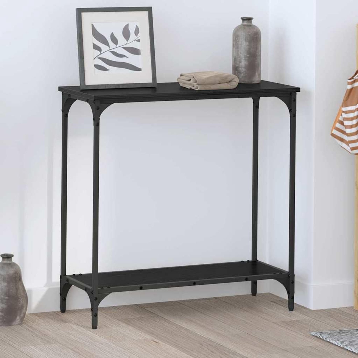 Consola Zwart Dab 75 x 30.5 x 75 cm Hout Engineering