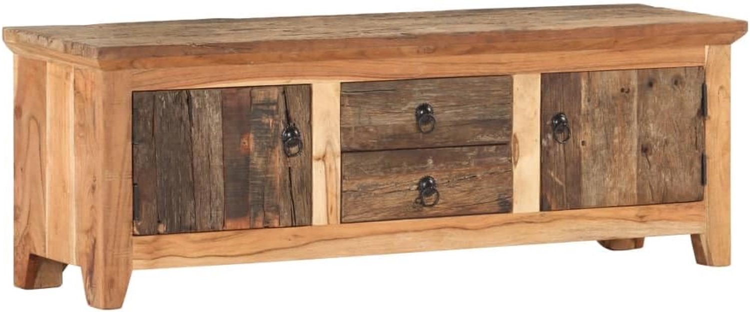 Tv-kast, tv-plank, tv-kast voor kantoor, ontvangstruimte, 120 x 30 x 40 cm, acacia en gerecycled massief hout