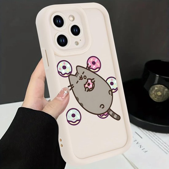 2 stuks beschermhoesjes voor Apple iPhone 16 6,1 inch, cartoon Pusheen kat, schattig kattenpatroon, meisjes, dames, siliconen, schokbestendig, TPU-beschermhoes, bumper, beschermhoes, wit — afbeelding 2